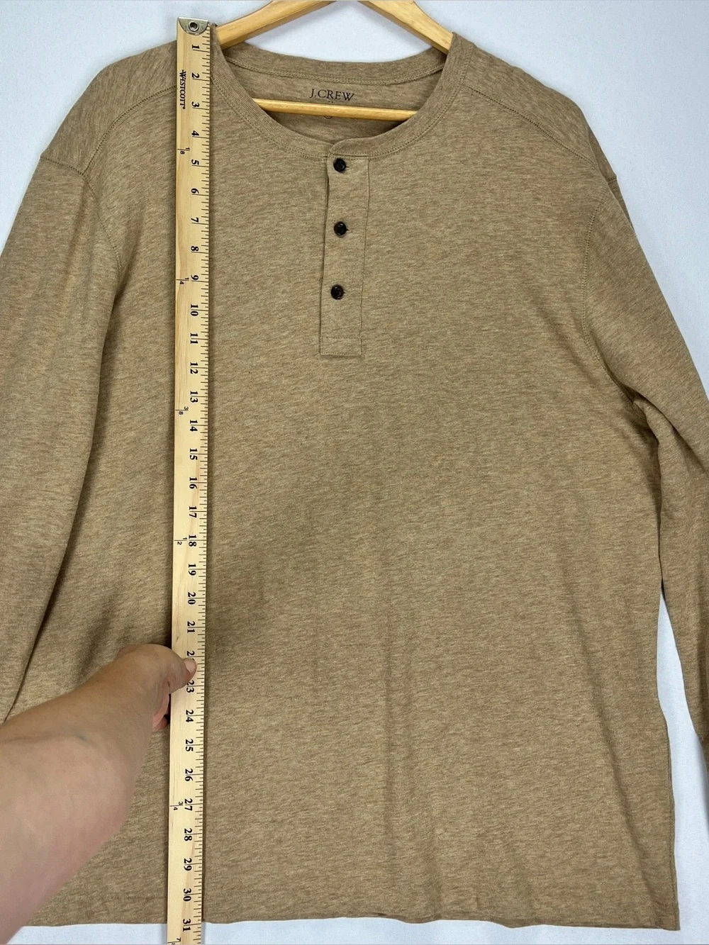 J. Crew Henley Long Sleeve Men’s Size XXL Beige 100% Cotton T-Shirt